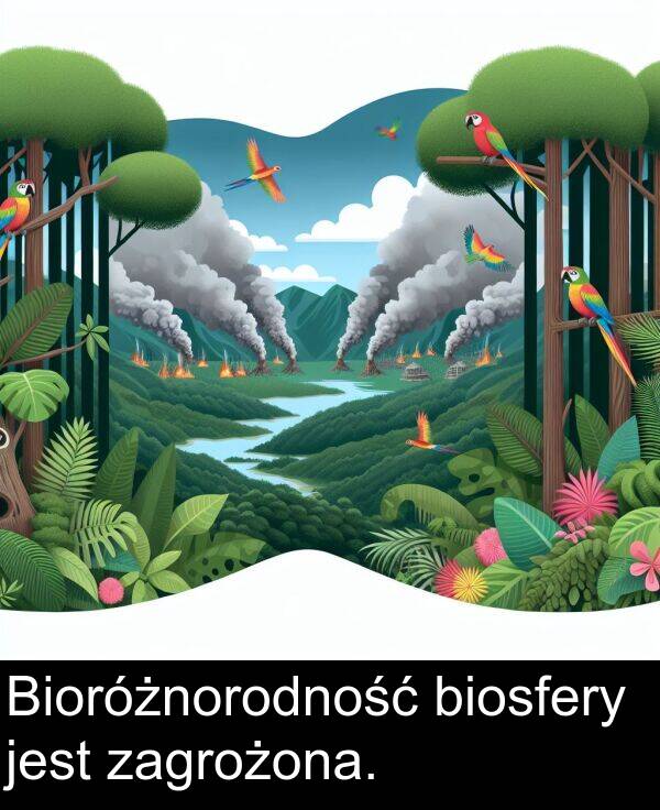 zagrożona: Bioróżnorodność biosfery jest zagrożona.