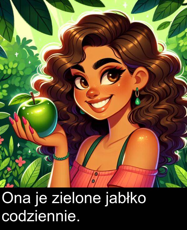 zielone: Ona je zielone jabłko codziennie.