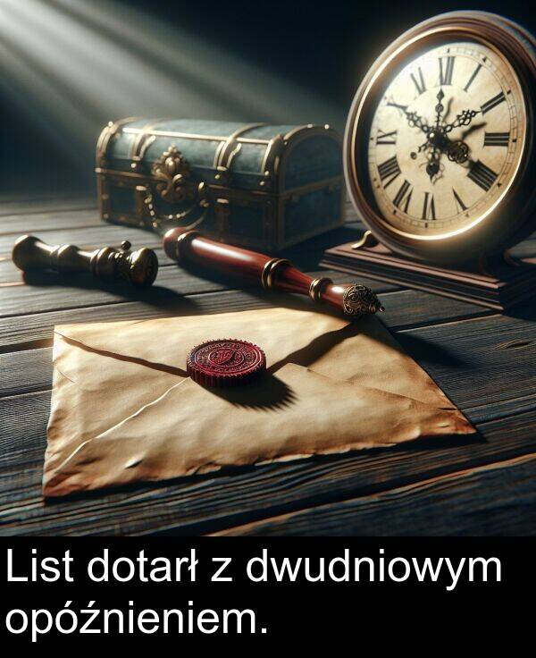 dwudniowym: List dotarł z dwudniowym opóźnieniem.