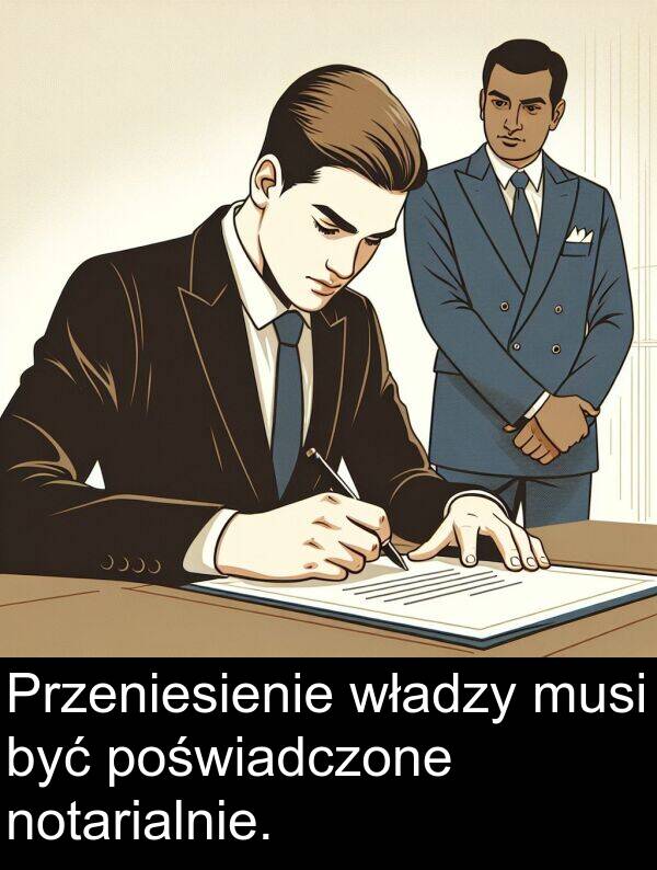 władzy: Przeniesienie władzy musi być poświadczone notarialnie.