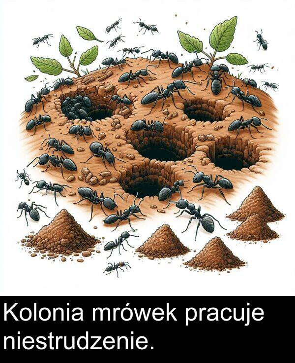 niestrudzenie: Kolonia mrówek pracuje niestrudzenie.