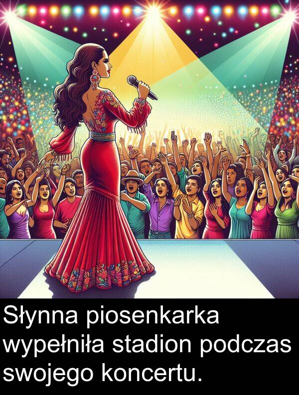 piosenkarka: Słynna piosenkarka wypełniła stadion podczas swojego koncertu.