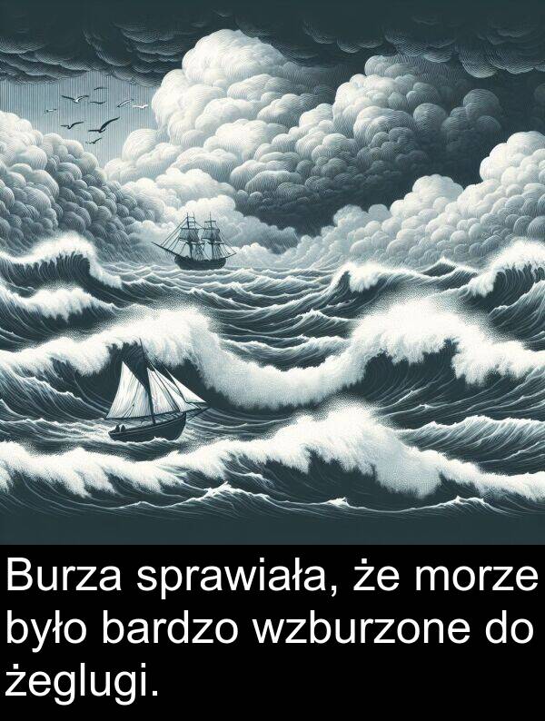 żeglugi: Burza sprawiała, że morze było bardzo wzburzone do żeglugi.