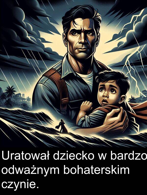 czynie: Uratował dziecko w bardzo odważnym bohaterskim czynie.