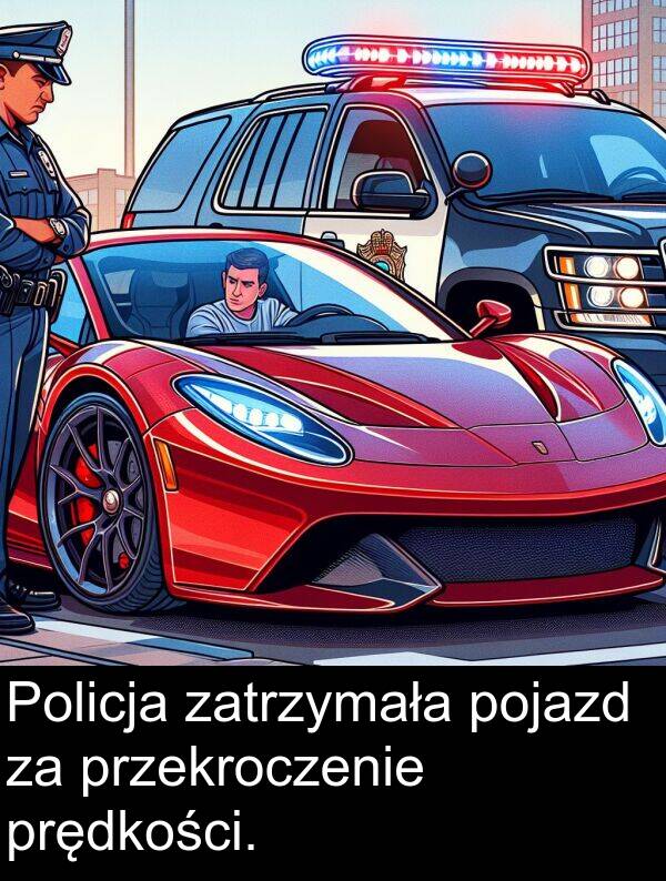 prędkości: Policja zatrzymała pojazd za przekroczenie prędkości.