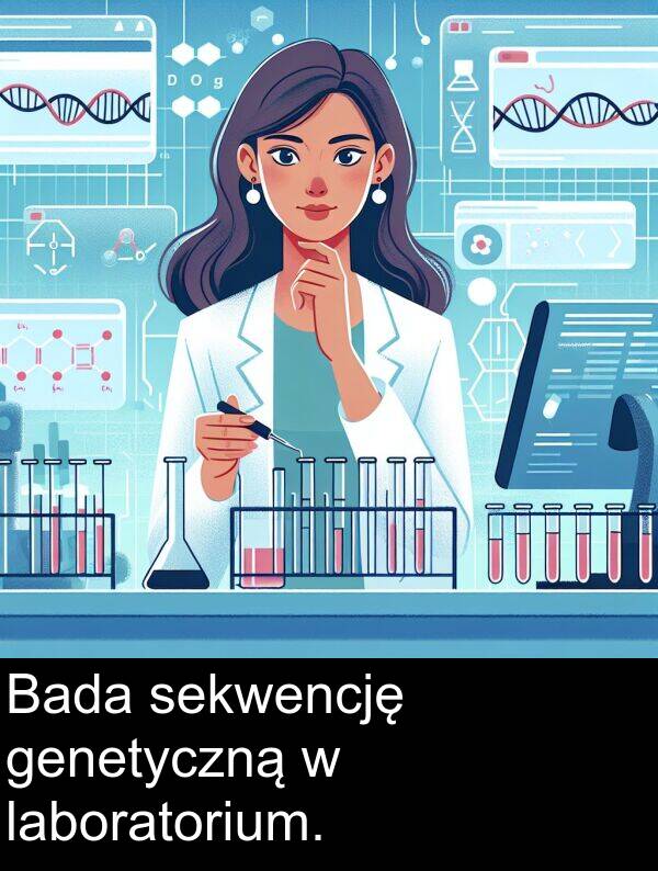 genetyczną: Bada sekwencję genetyczną w laboratorium.