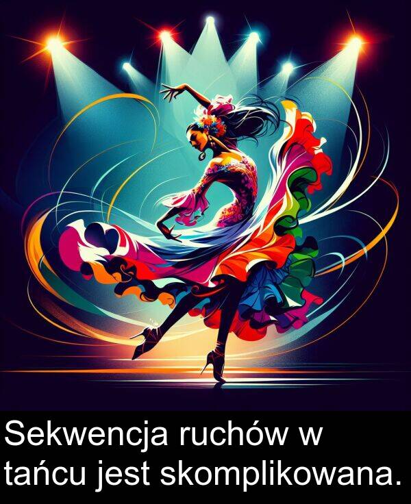 ruchów: Sekwencja ruchów w tańcu jest skomplikowana.