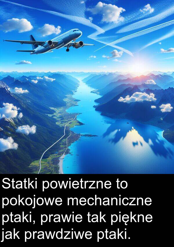 piękne: Statki powietrzne to pokojowe mechaniczne ptaki, prawie tak piękne jak prawdziwe ptaki.