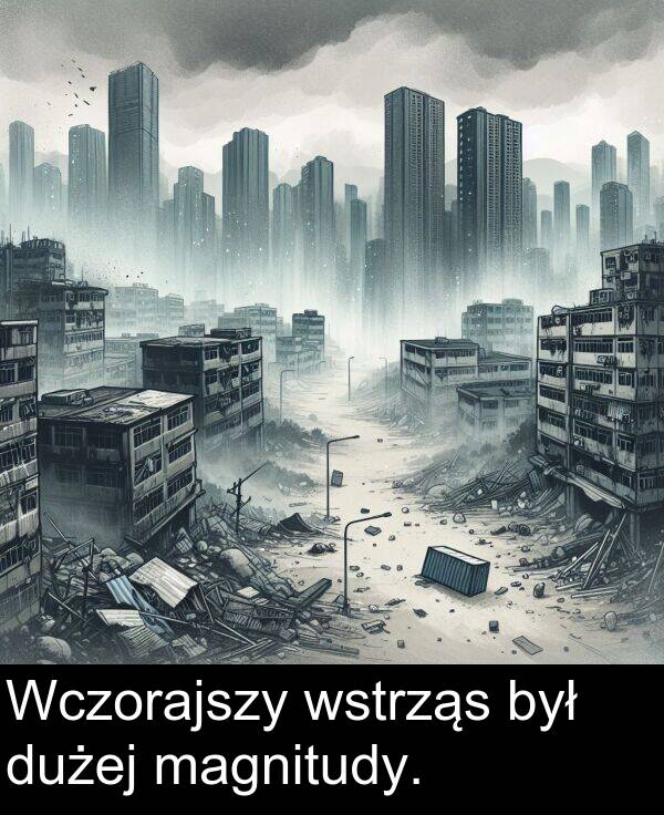 wstrząs: Wczorajszy wstrząs był dużej magnitudy.