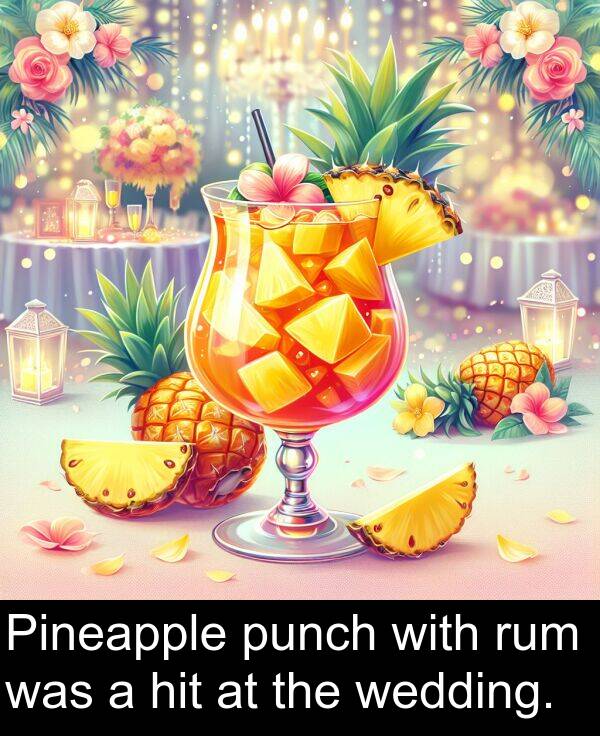 punch: Pineapple punch with rum was a hit at the wedding.