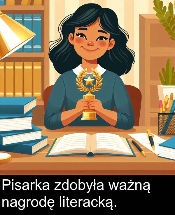 ważną: Pisarka zdobyła ważną nagrodę literacką.