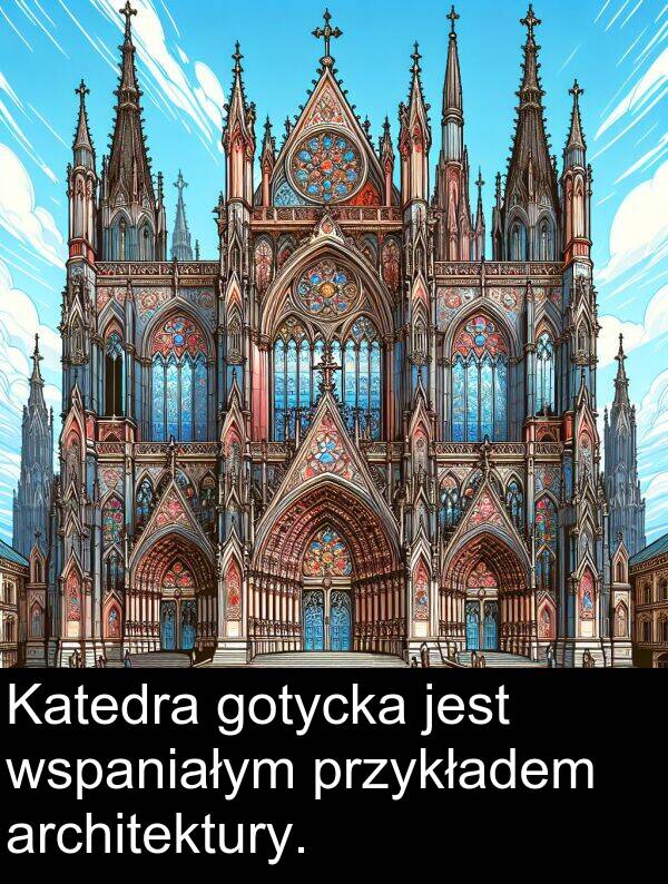 przykładem: Katedra gotycka jest wspaniałym przykładem architektury.