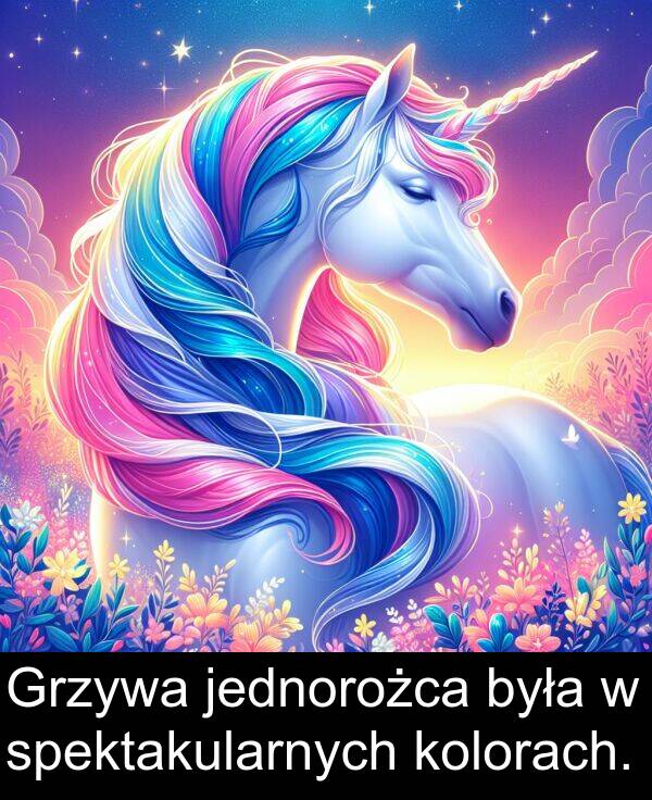 jednorożca: Grzywa jednorożca była w spektakularnych kolorach.