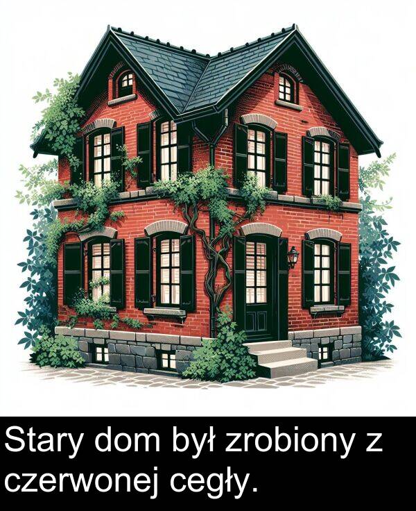 zrobiony: Stary dom był zrobiony z czerwonej cegły.