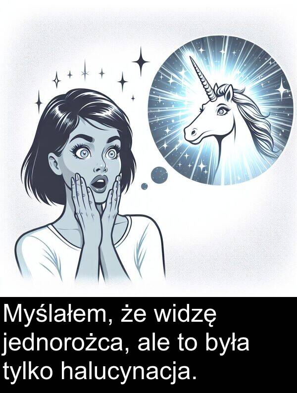 jednorożca: Myślałem, że widzę jednorożca, ale to była tylko halucynacja.