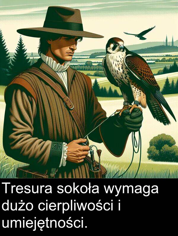 wymaga: Tresura sokoła wymaga dużo cierpliwości i umiejętności.