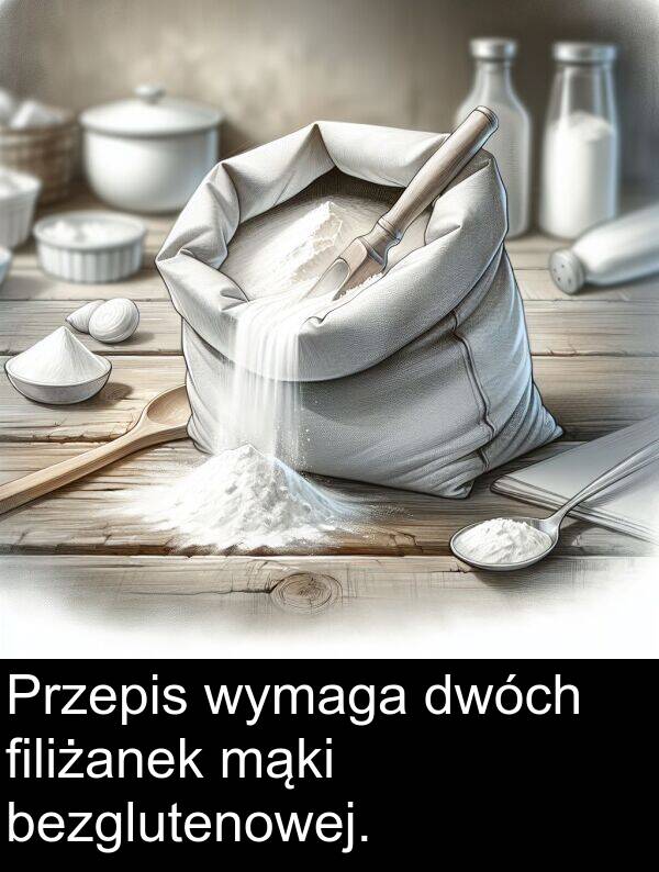 mąki: Przepis wymaga dwóch filiżanek mąki bezglutenowej.