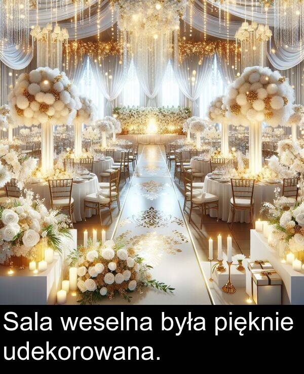 pięknie: Sala weselna była pięknie udekorowana.