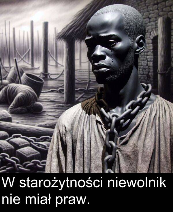 praw: W starożytności niewolnik nie miał praw.