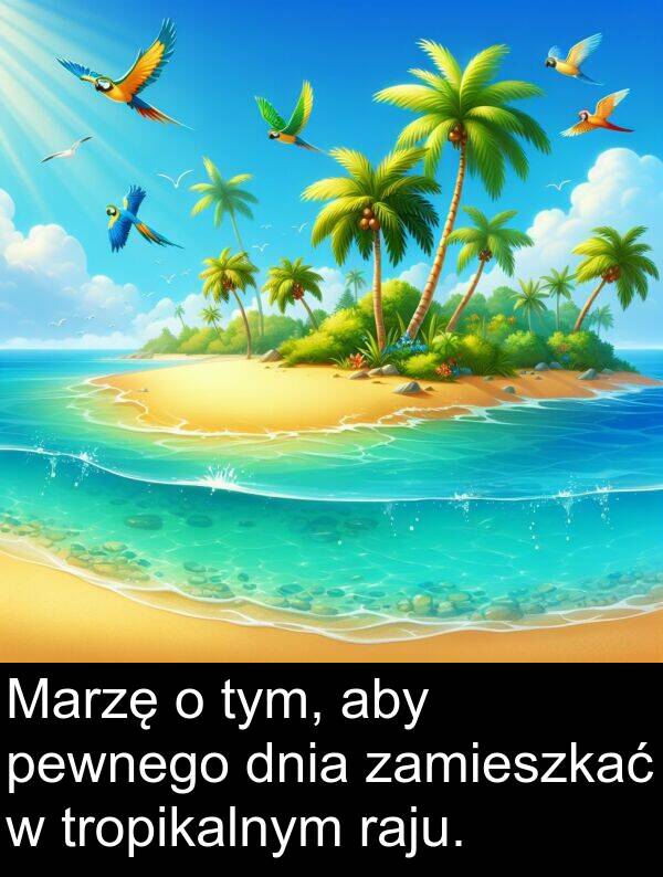 tropikalnym: Marzę o tym, aby pewnego dnia zamieszkać w tropikalnym raju.