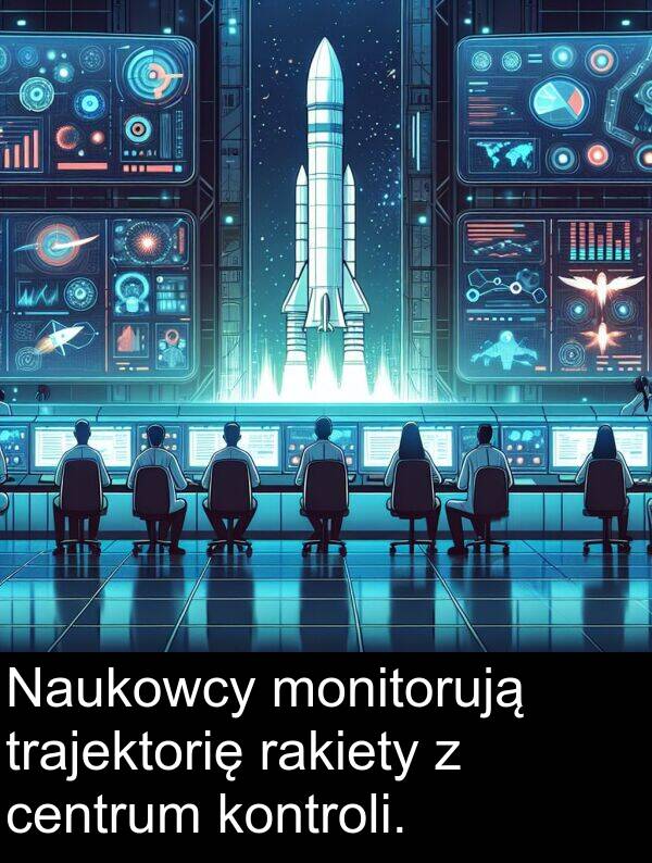 centrum: Naukowcy monitorują trajektorię rakiety z centrum kontroli.