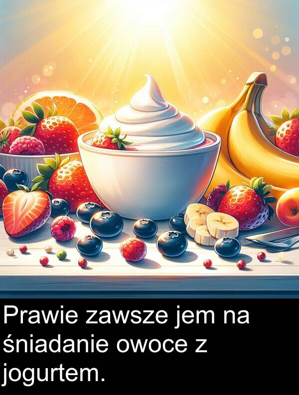 zawsze: Prawie zawsze jem na śniadanie owoce z jogurtem.
