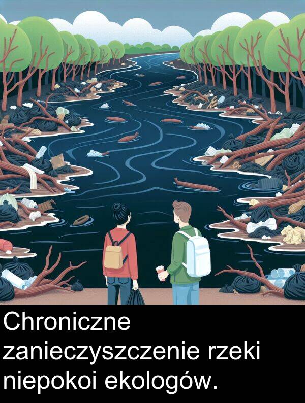 ekologów: Chroniczne zanieczyszczenie rzeki niepokoi ekologów.