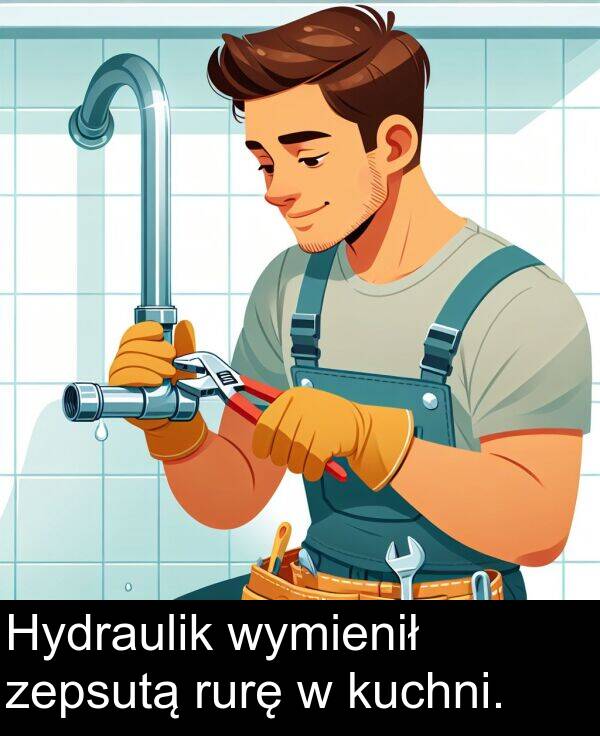 zepsutą: Hydraulik wymienił zepsutą rurę w kuchni.