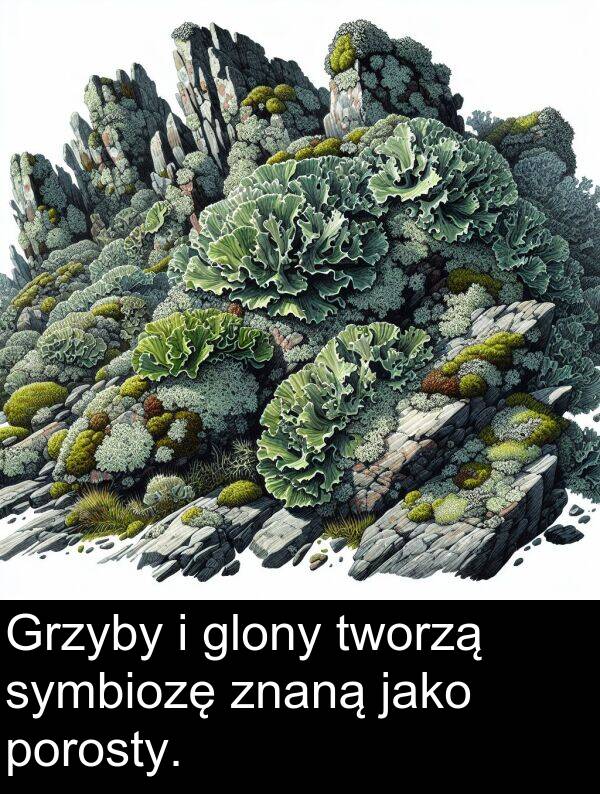 znaną: Grzyby i glony tworzą symbiozę znaną jako porosty.