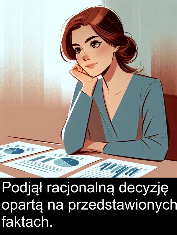przedstawionych: Podjął racjonalną decyzję opartą na przedstawionych faktach.