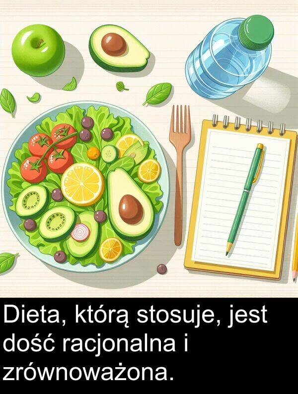 zrównoważona: Dieta, którą stosuje, jest dość racjonalna i zrównoważona.