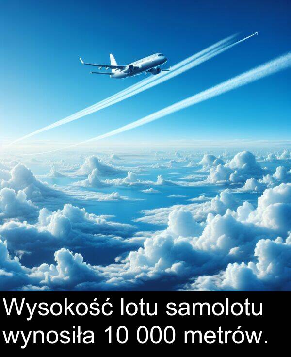 samolotu: Wysokość lotu samolotu wynosiła 10 000 metrów.