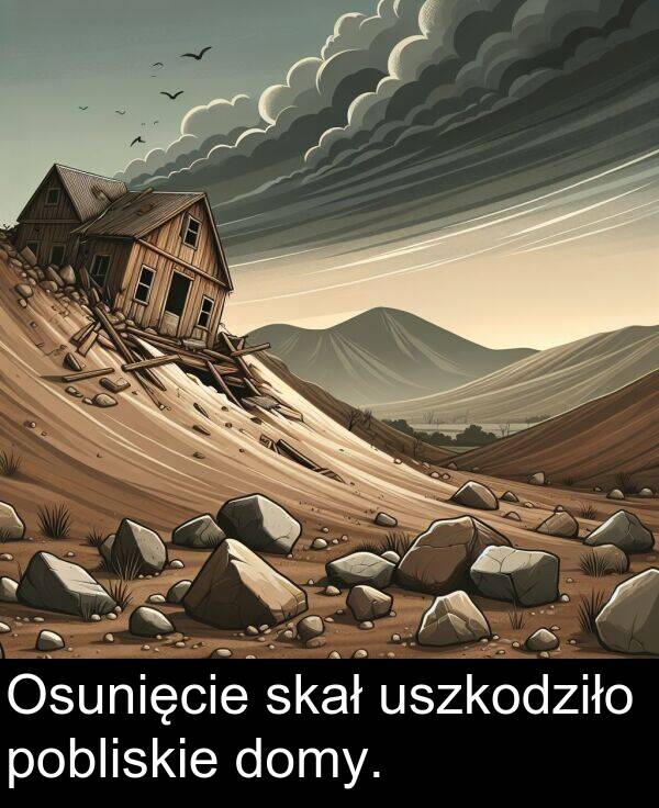skał: Osunięcie skał uszkodziło pobliskie domy.