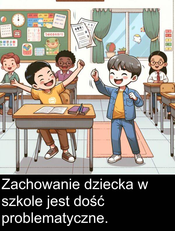 problematyczne: Zachowanie dziecka w szkole jest dość problematyczne.