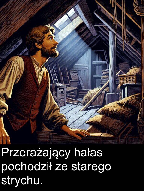 strychu: Przerażający hałas pochodził ze starego strychu.