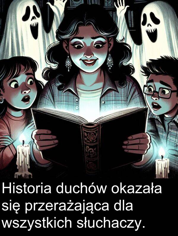 przerażająca: Historia duchów okazała się przerażająca dla wszystkich słuchaczy.