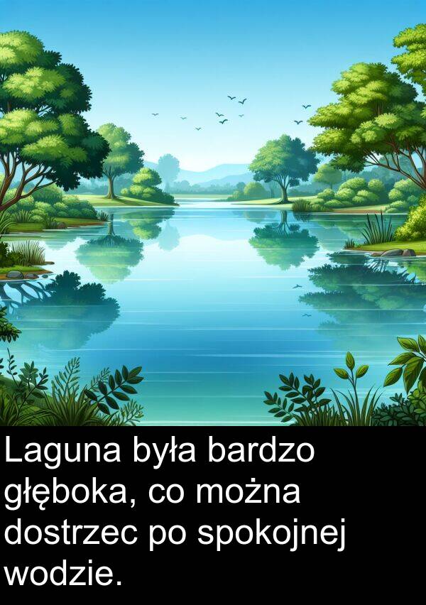 wodzie: Laguna była bardzo głęboka, co można dostrzec po spokojnej wodzie.