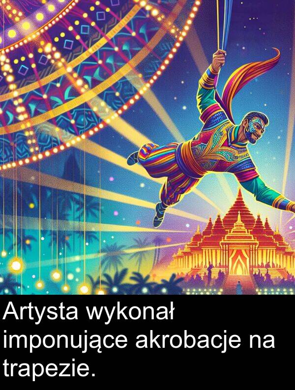 akrobacje: Artysta wykonał imponujące akrobacje na trapezie.