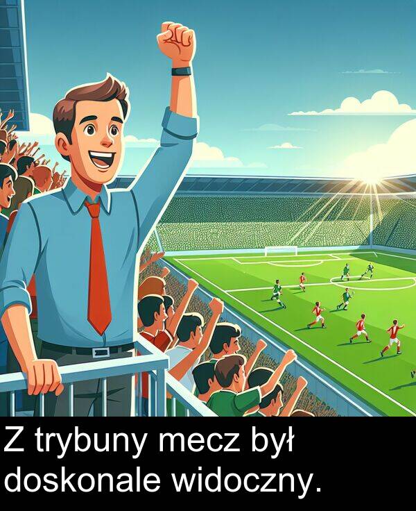 widoczny: Z trybuny mecz był doskonale widoczny.