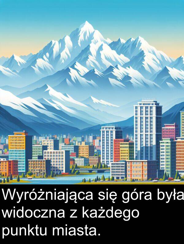 punktu: Wyróżniająca się góra była widoczna z każdego punktu miasta.