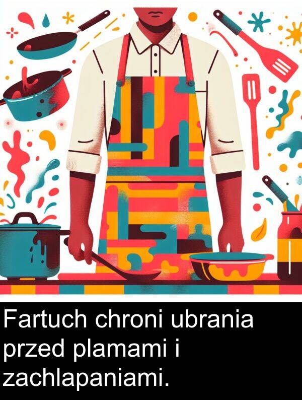 przed: Fartuch chroni ubrania przed plamami i zachlapaniami.