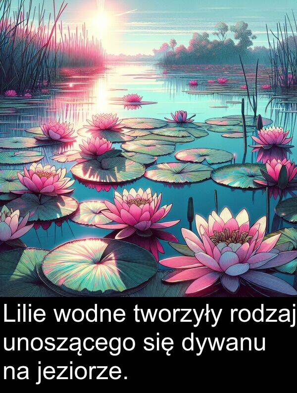 dywanu: Lilie wodne tworzyły rodzaj unoszącego się dywanu na jeziorze.