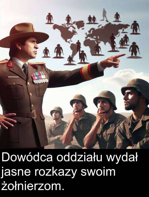 żołnierzom: Dowódca oddziału wydał jasne rozkazy swoim żołnierzom.