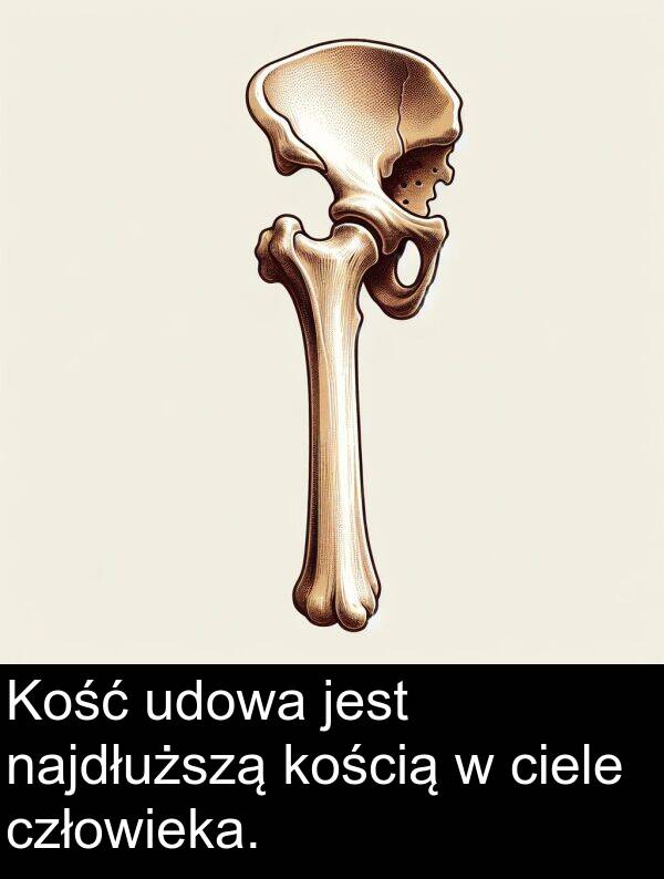 udowa: Kość udowa jest najdłuższą kością w ciele człowieka.