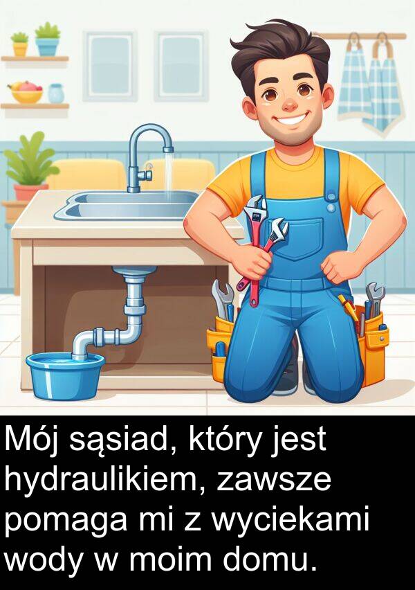 wyciekami: Mój sąsiad, który jest hydraulikiem, zawsze pomaga mi z wyciekami wody w moim domu.