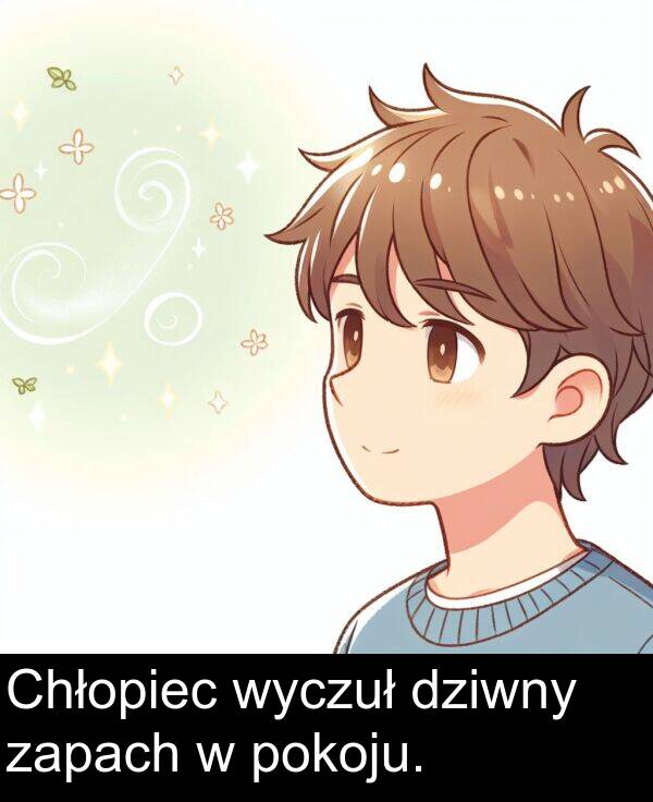 wyczuł: Chłopiec wyczuł dziwny zapach w pokoju.