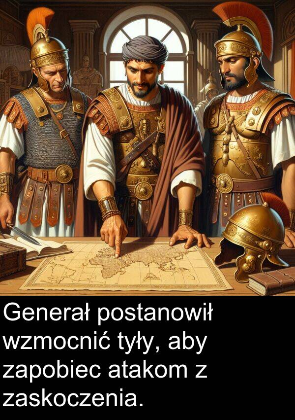 wzmocnić: Generał postanowił wzmocnić tyły, aby zapobiec atakom z zaskoczenia.