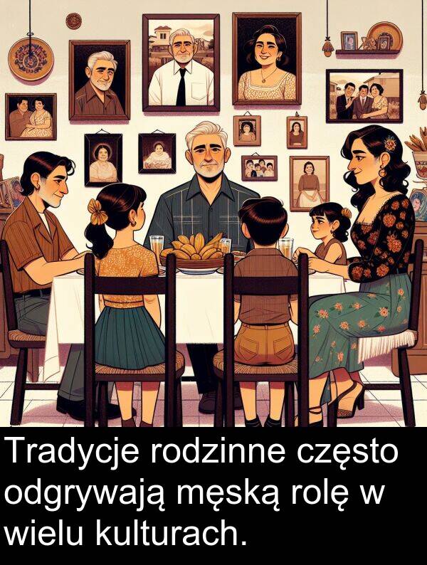 odgrywają: Tradycje rodzinne często odgrywają męską rolę w wielu kulturach.