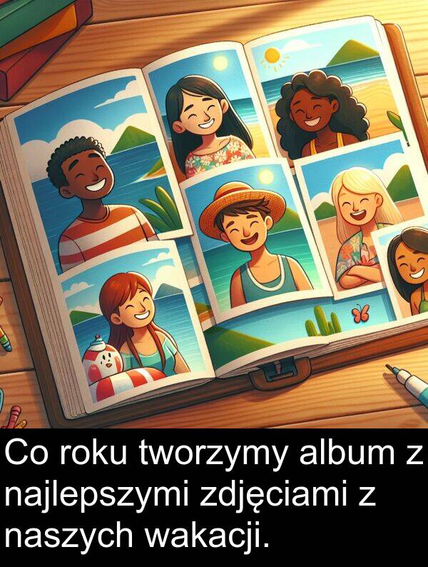 zdjęciami: Co roku tworzymy album z najlepszymi zdjęciami z naszych wakacji.
