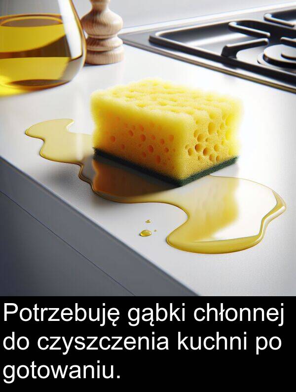 czyszczenia: Potrzebuję gąbki chłonnej do czyszczenia kuchni po gotowaniu.